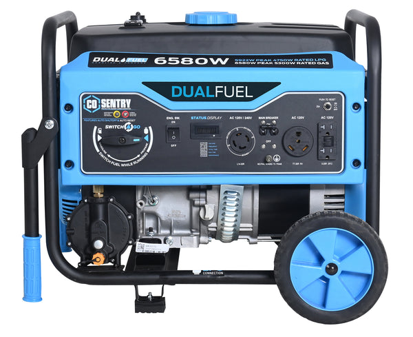 Pulsar 6580W Dual Fuel Portable Generator with CO Sentry & Switch & Go Technology