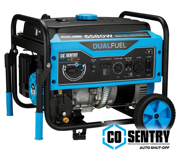 Pulsar 6580W Dual Fuel Portable Generator with CO Sentry & Switch & Go Technology