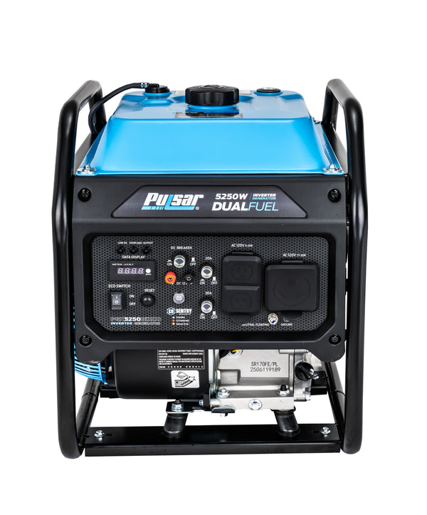 Pulsar 5250W Dual Fuel Open Frame Inverter Generator with CO Sentry