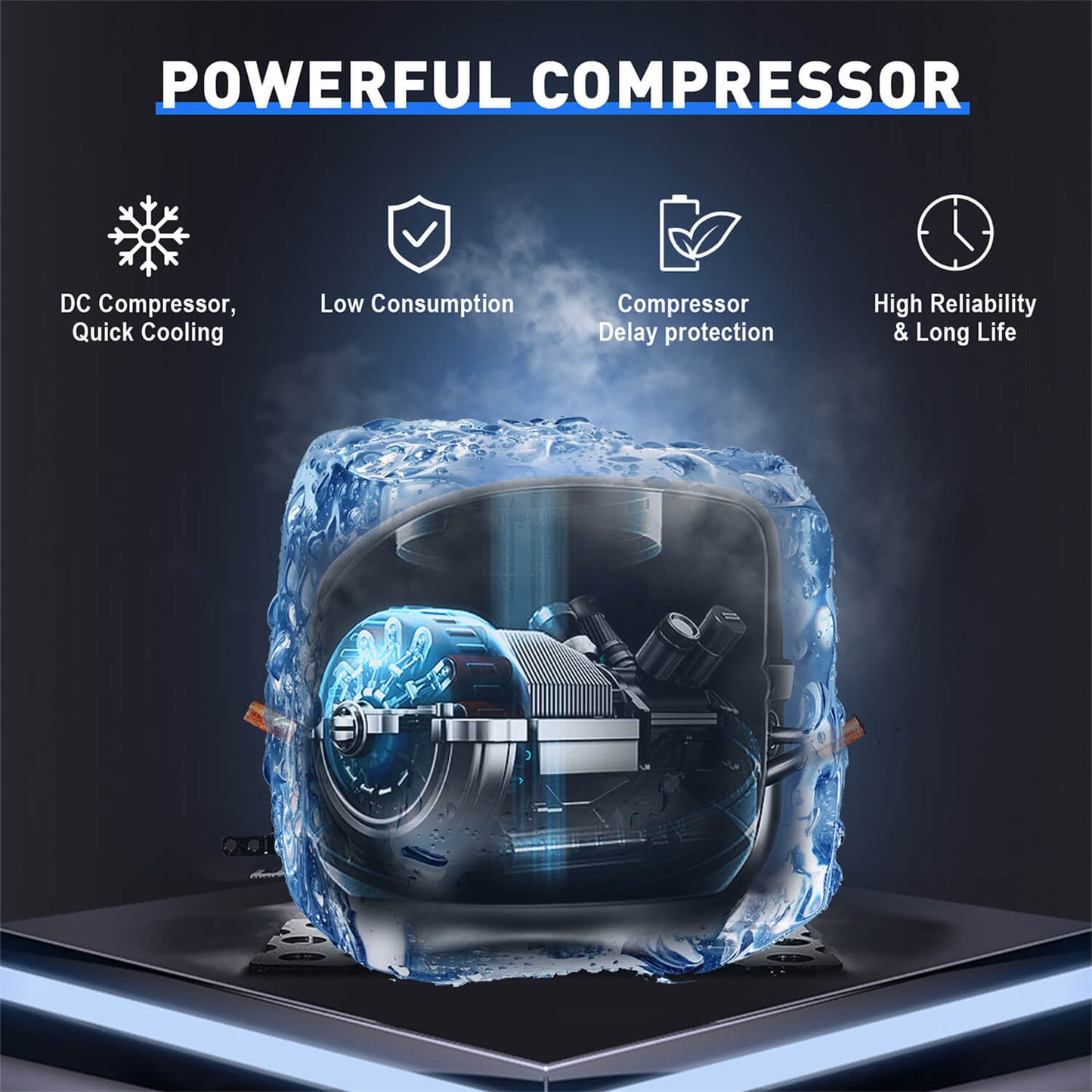 Portable freezer specially designed for Tesla Model Y powerful compressor