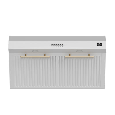 Forno Bari Espresso 30-Inch Under Cabinet Range Hood, White, 600 CFM, LED Lighting, Dishwasher-Safe Baffle Filters, 3-Speed Fan Control