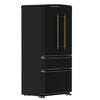Forno Luigi 33-Inch French Door Refrigerator, 18 cu.ft, Black Finish, Antique Brass Handles, ENERGY STAR Certified