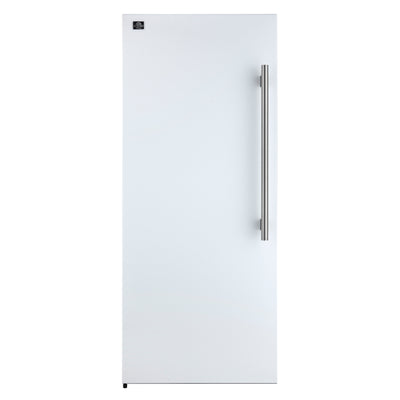 Forno Maderno 28-Inch Convertible Upright Freezer/Refrigerator in White with Antique Brass Handle, 13.6 cu.ft., Left Swing