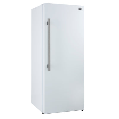 Forno Maderno 28-Inch Convertible Freezer/Refrigerator in White with Antique Brass Handle, 13.6 cu.ft. Right Swing