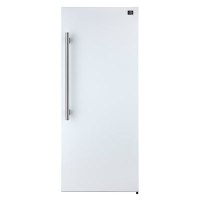 Forno Maderno 28-Inch Convertible Freezer/Refrigerator in White with Antique Brass Handle, 13.6 cu.ft. Right Swing