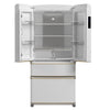 Forno Luigi 33-Inch French Door Refrigerator, 18 cu.ft, White Finish, Antique Brass Handles, ENERGY STAR Certified