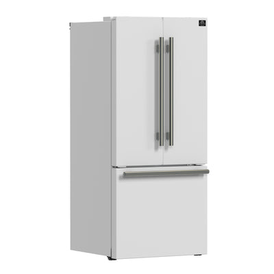 Forno Gallipoli Espresso 30-Inch White French Door Refrigerator, Bottom Freezer, 17.5 Cu. Ft., No Frost, Ice Maker