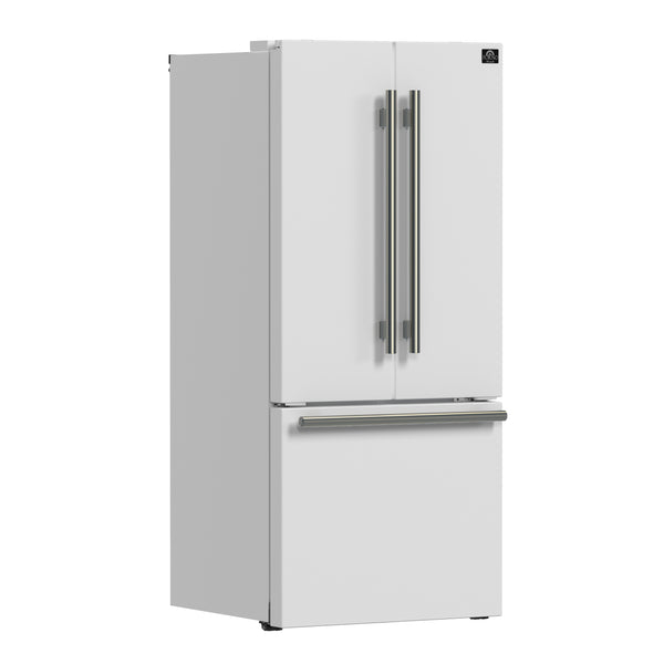 Forno Gallipoli Espresso 30-Inch White French Door Refrigerator, Bottom Freezer, 17.5 Cu. Ft., No Frost, Ice Maker