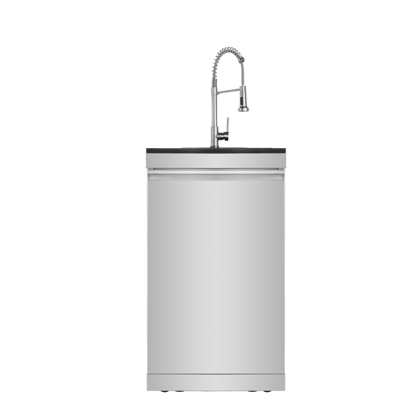 CheryLife 85-Inch 4-Burner 72000 BTU Deluxe Stainless Steel Gas Outdoor Kitchen Bar Barbecue Island Grill + Wine Cooler Compact Refrigerator + Rotisserie kit + Granite Countertops + Stainless steel Sink