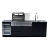 Cherylife NG 98-Inch 4-Burner 72,000 BTU Natural Gas Grill Island – Outdoor Kitchen with Wine Cooler, Refrigerator, Rotisserie, Stainless Steel Countertop & Storage