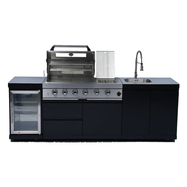 Cherylife 98-Inch 4-Burner 72,000 BTU Gas Grill Island – Outdoor Kitchen with Refrigerator, Wine Cooler, Rotisserie, Stainless Steel Countertop & Storage