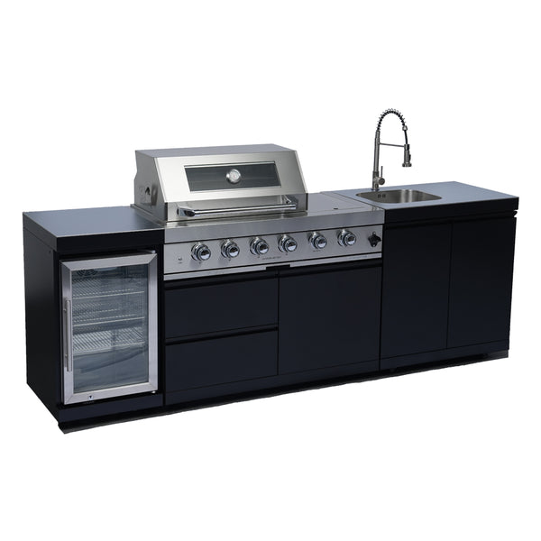 Cherylife NG 98-Inch 4-Burner 72,000 BTU Natural Gas Grill Island – Outdoor Kitchen with Wine Cooler, Refrigerator, Rotisserie, Stainless Steel Countertop & Storage