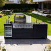 Cherylife NG 98-Inch 4-Burner 72,000 BTU Natural Gas Grill Island – Outdoor Kitchen with Wine Cooler, Refrigerator, Rotisserie, Stainless Steel Countertop & Storage