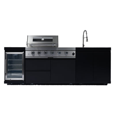 Cherylife NG 98-Inch 4-Burner 72,000 BTU Natural Gas Grill Island – Outdoor Kitchen with Wine Cooler, Refrigerator, Rotisserie, Stainless Steel Countertop & Storage