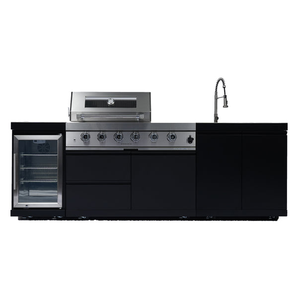 Cherylife NG 98-Inch 4-Burner 72,000 BTU Natural Gas Grill Island – Outdoor Kitchen with Wine Cooler, Refrigerator, Rotisserie, Stainless Steel Countertop & Storage