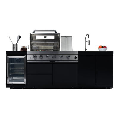 Cherylife NG 98-Inch 4-Burner 72,000 BTU Natural Gas Grill Island – Outdoor Kitchen with Wine Cooler, Refrigerator, Rotisserie, Stainless Steel Countertop & Storage