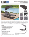 Outdoor Cushioned Chaise Lounge with Canopy and Headrest Pillow