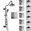 Forno Acqua AcquaSPA Retrofit Shower, Overhead Rainfall, 8 Inch Shower Head, Handheld Shower Head, Body Jets, 6 Way Diverter, Matte Black Finish, 2.5 GPM Flow Rate