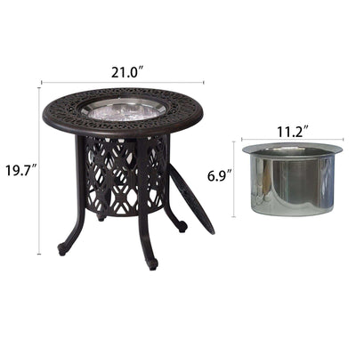 Patio Bistro Table, Round Ice Bucket Table Aluminum