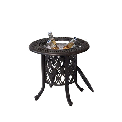 Patio Bistro Table, Round Ice Bucket Table Aluminum