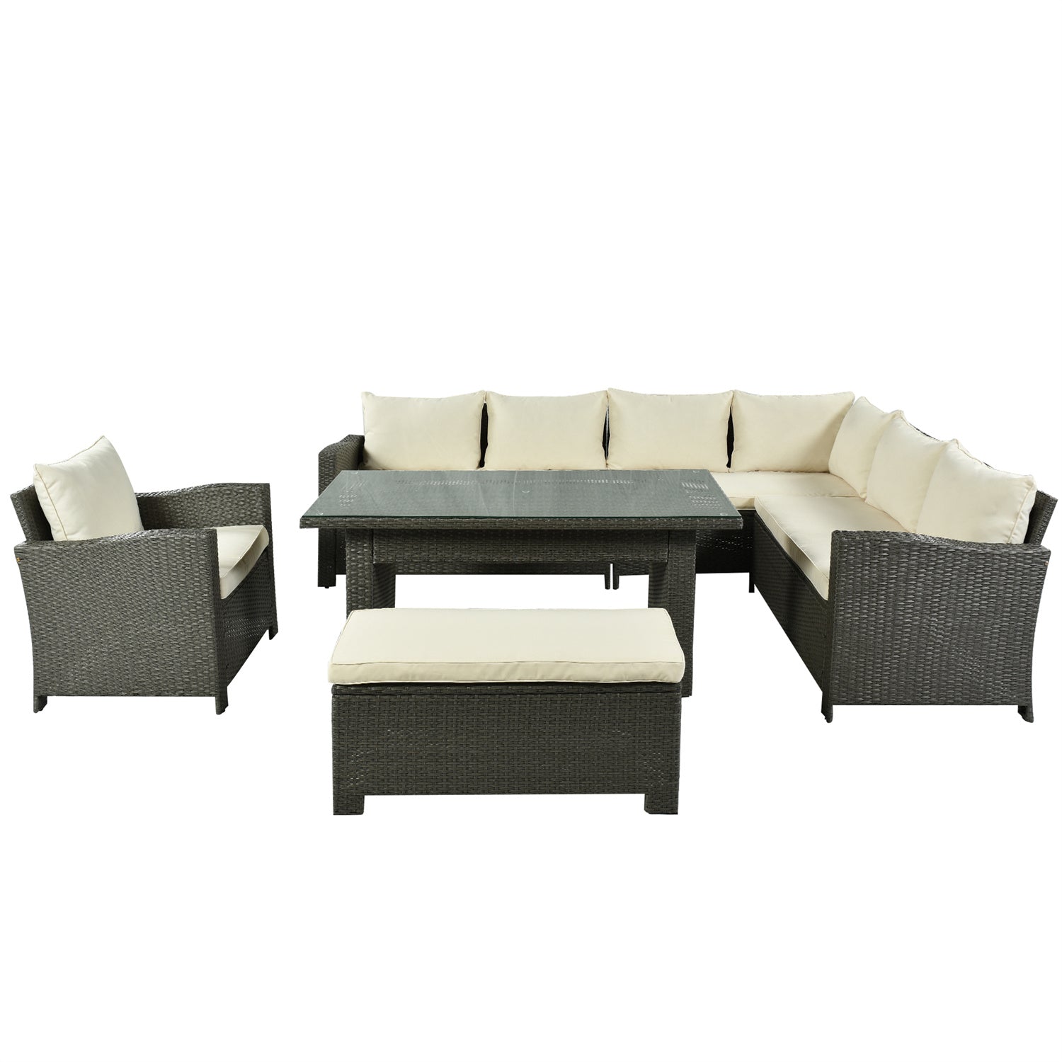 U-Style Patio Furniture Set, 6 Piece Outdoor Conversation Set