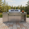 CheryLife 85-inch 6-Burner 85K BTU All-in-One Outdoor Kitchen Island Grill – Built-in Wine Cooler & Fridge, Granite Countertop