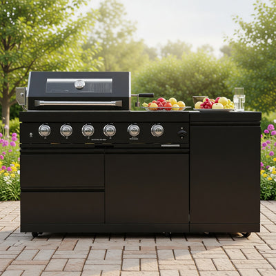 CheryLife 65-Inch 4-Burner Propane Gas Grill | 304 Marine Grade Stainless Steel Outdoor Kitchen Island BBQ w/ Side Burner & Rotisserie