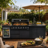 CheryLife 43-Inch 6-Burner 85000 BTU Deluxe Stainless Steel Gas Outdoor Kitchen Bar Barbecue Island Grill + Wine Cooler Compact Refrigerator + Rotisserie kit + Granite Countertops + Stainless steel Sink