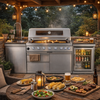 CheryLife All-in-One Outdoor Kitchen Island 85" – 85000 BTU Gas Grill with Built-in Refrigerator, Wine Cooler, Rotisserie & Granite Countertops