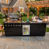 Cherylife 85-Inch 4-Burner 72,000 BTU Gas Grill Island – Outdoor Kitchen with Wine Cooler, Refrigerator, Rotisserie, Granite Countertops & Sink