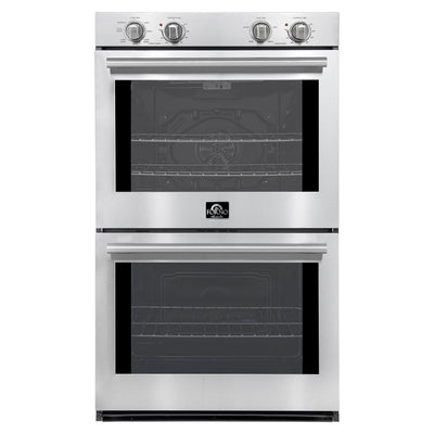 Forno Vomero 30-Inch Double Wall Oven, Stainless Steel, 10 cu.ft Total Capacity, 7100W Convection, Mechanical Controls, Self-Cleaning Function