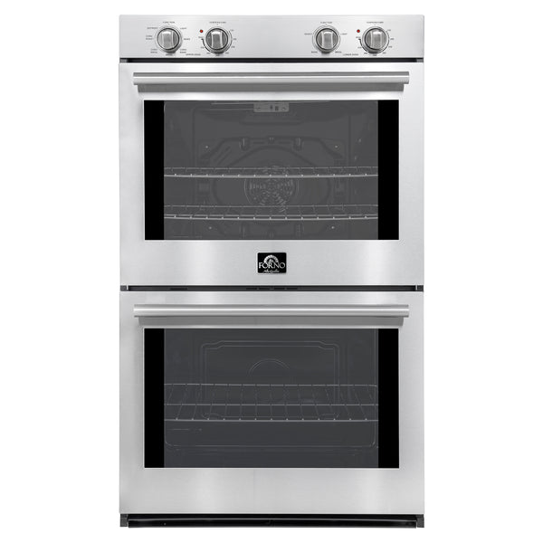 Forno Vomero 30-Inch Double Wall Oven, Stainless Steel, 10 cu.ft Total Capacity, 7100W Convection, Mechanical Controls, Self-Cleaning Function