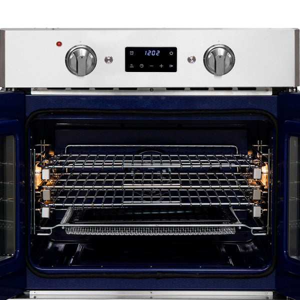 Forno Gallico 30-Inch Electric French Door Wall Oven, Stainless Steel, True Convection, Air Fry, Self-Cleaning