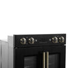 Forno Asti 30-Inch Double Electric Wall Oven with Upper French Doors in Black & Antique Brass, 7.36 cu. ft. Dual True Convection, 7,200W, Air Fry, Sous Vide, Self-Clean