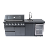 CheryLife 82-Inch 6-Burner 85000 BTU Propane Gas Outdoor Kitchen Island Grill – All-in-One Prefab BBQ Station with Wine Cooler, Compact Refrigerator, Rotisserie Kit, Granite Countertops & Stainless Steel Sink