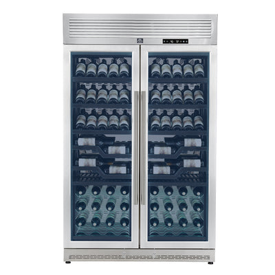 FORNO Abruzzo 48-Inch Dual Zones Wine Cellar, 102 Bottles, 24 cu. ft., Green Acrylic Holders & Black Shelves