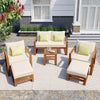 Outdoor Patio Wood 6-Piece Conversation Set - Chery Tile Inc.