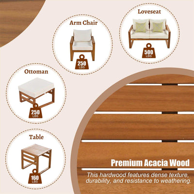 Outdoor Patio Wood 6-Piece Conversation Set - Chery Tile Inc.