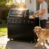 Cherylife 46-Inch 4-Burner Black Stainless Steel Outdoor Kitchen Island Grill – Natural Gas, Side Burner, Modular Design