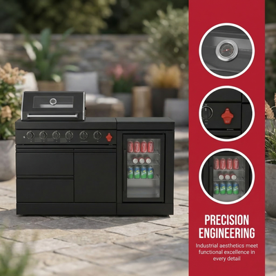 Cherylife 65-Inch 4-Burner 72,000 BTU Propane Gas Grill Island – Outdoor Kitchen with Wine Cooler, Refrigerator, Marble Countertops, Storage & Modular Design
