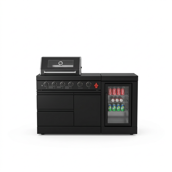 Cherylife 65-Inch 4-Burner 72,000 BTU Propane Gas Grill Island – Outdoor Kitchen with Wine Cooler, Refrigerator, Marble Countertops, Storage & Modular Design
