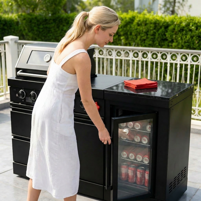 Cherylife 65-Inch 4-Burner 72,000 BTU Propane Gas Grill Island – Outdoor Kitchen with Wine Cooler, Refrigerator, Marble Countertops, Storage & Modular Design