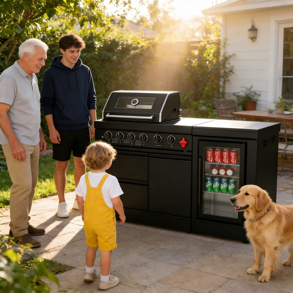 Cherylife 65-Inch 4-Burner 72,000 BTU Propane Gas Grill Island – Outdoor Kitchen with Wine Cooler, Refrigerator, Marble Countertops, Storage & Modular Design