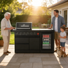 Cherylife 65-Inch 4-Burner 72,000 BTU Propane Gas Grill Island – Outdoor Kitchen with Wine Cooler, Refrigerator, Marble Countertops, Storage & Modular Design