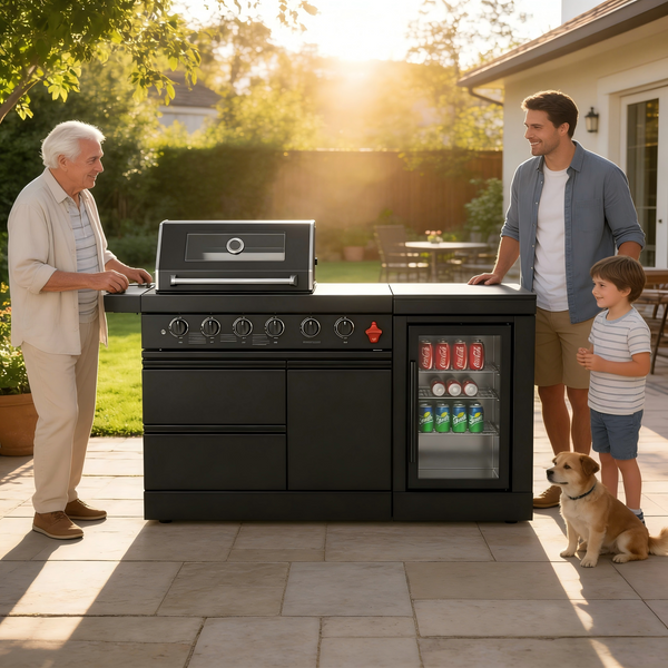 Cherylife 65-Inch 4-Burner 72,000 BTU Propane Gas Grill Island – Outdoor Kitchen with Wine Cooler, Refrigerator, Marble Countertops, Storage & Modular Design