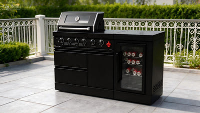 Cherylife 65-Inch 4-Burner 72,000 BTU Propane Gas Grill Island – Outdoor Kitchen with Wine Cooler, Refrigerator, Marble Countertops, Storage & Modular Design