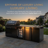 Cherylife 104-Inch 4-Burner 72,000 BTU Propane Gas Grill Island – Outdoor Kitchen with Wine Cooler, Refrigerator, Marble Countertops, Rotisserie & Sink