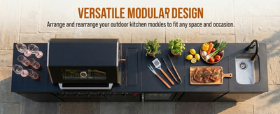 Cherylife 104-Inch 4-Burner 72,000 BTU Propane Gas Grill Island – Outdoor Kitchen with Wine Cooler, Refrigerator, Marble Countertops, Rotisserie & Sink