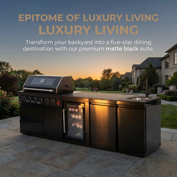 Cherylife 104-Inch 4-Burner 72,000 BTU Propane Gas Grill Island – Outdoor Kitchen with Wine Cooler, Refrigerator, Marble Countertops, Rotisserie & Sink