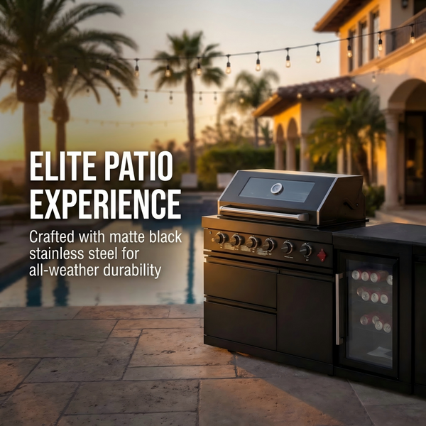 Cherylife 104-Inch 4-Burner 72,000 BTU Propane Gas Grill Island – Outdoor Kitchen with Wine Cooler, Refrigerator, Marble Countertops, Rotisserie & Sink